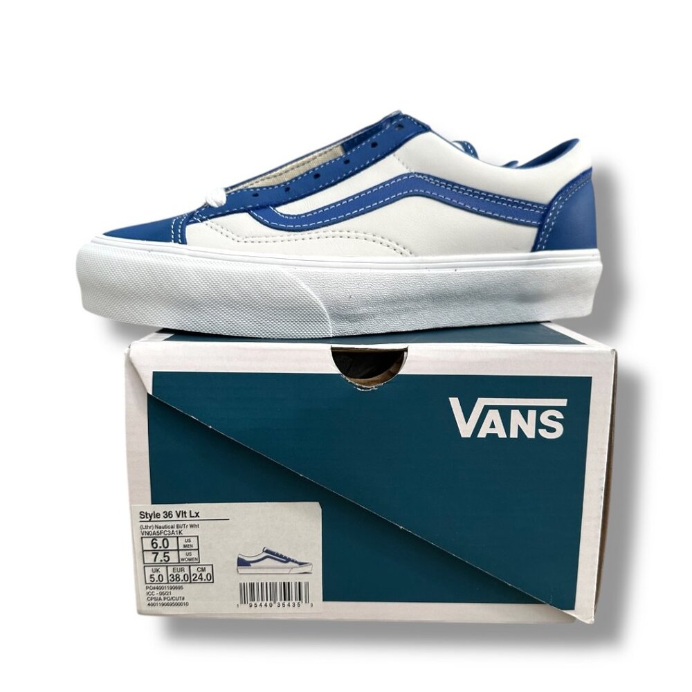 Vans Style 36 Vlt LX  white Nautical Blue VN0A5FC3A1K Men`s size 6 new with box
